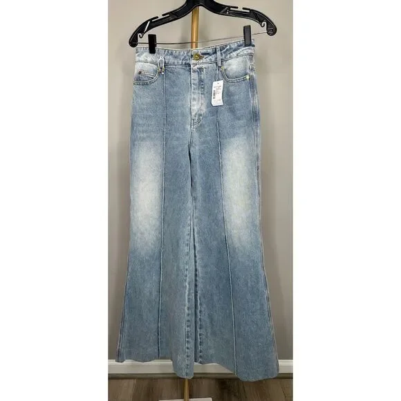 Zimmermann Wide-Leg Flared Jeans in Sea Foam Size 26 $595 - Picture 4 of 12